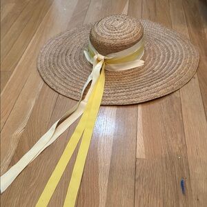 Elegant Tan Sun Hat with Yellow Ribbon